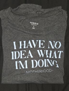 torrid Charcoal Tee with Light Blue Slogan